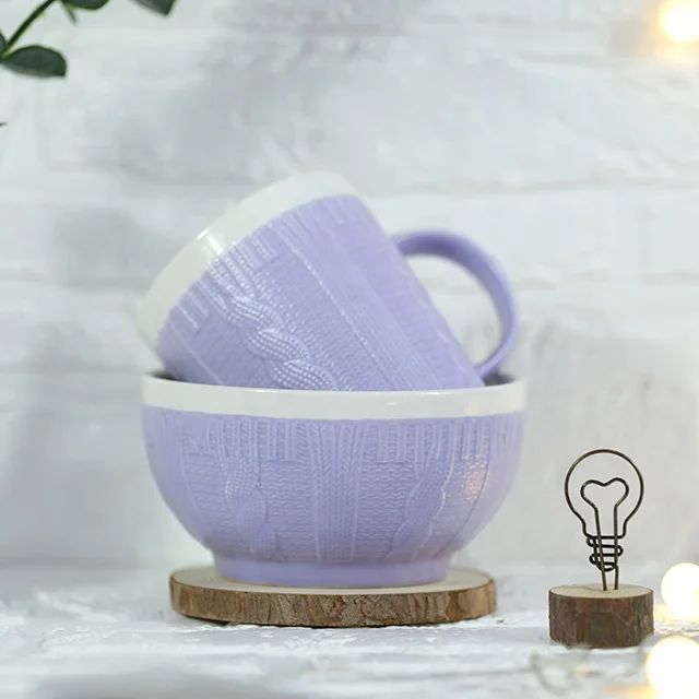 Classic design color glaze new bone sweater mug bowl set