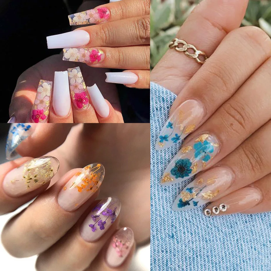 12designs/set Dried Flowers Nail Art Decorations 3d Natural Daisy  Gypsophila Preserved Dry Flower DIY Stickers Manicure Accessories - Vivid  Beauty Club
