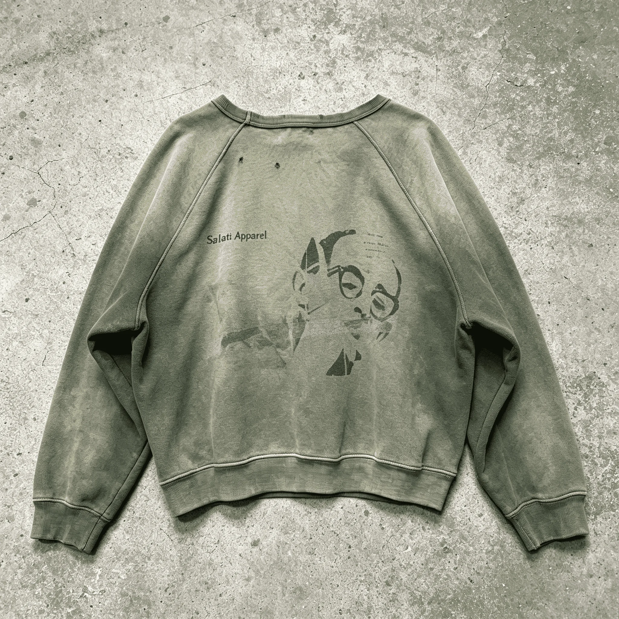 Custom Heavyweight Waffle Knit Men Crew Neck Sweatshirt Vintage Distressed Acid Wash Thermal Long Sleeve gallery 3