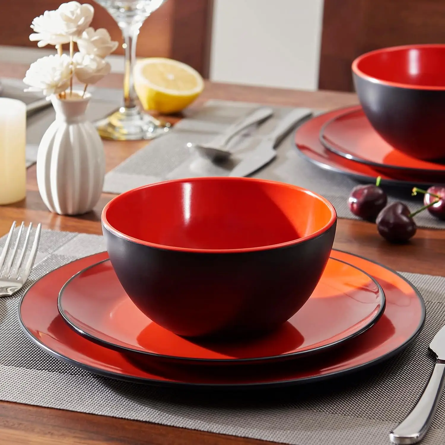 Dinnerware Sets Melamine Plates Breakable 12-Piece Dinnerware Set