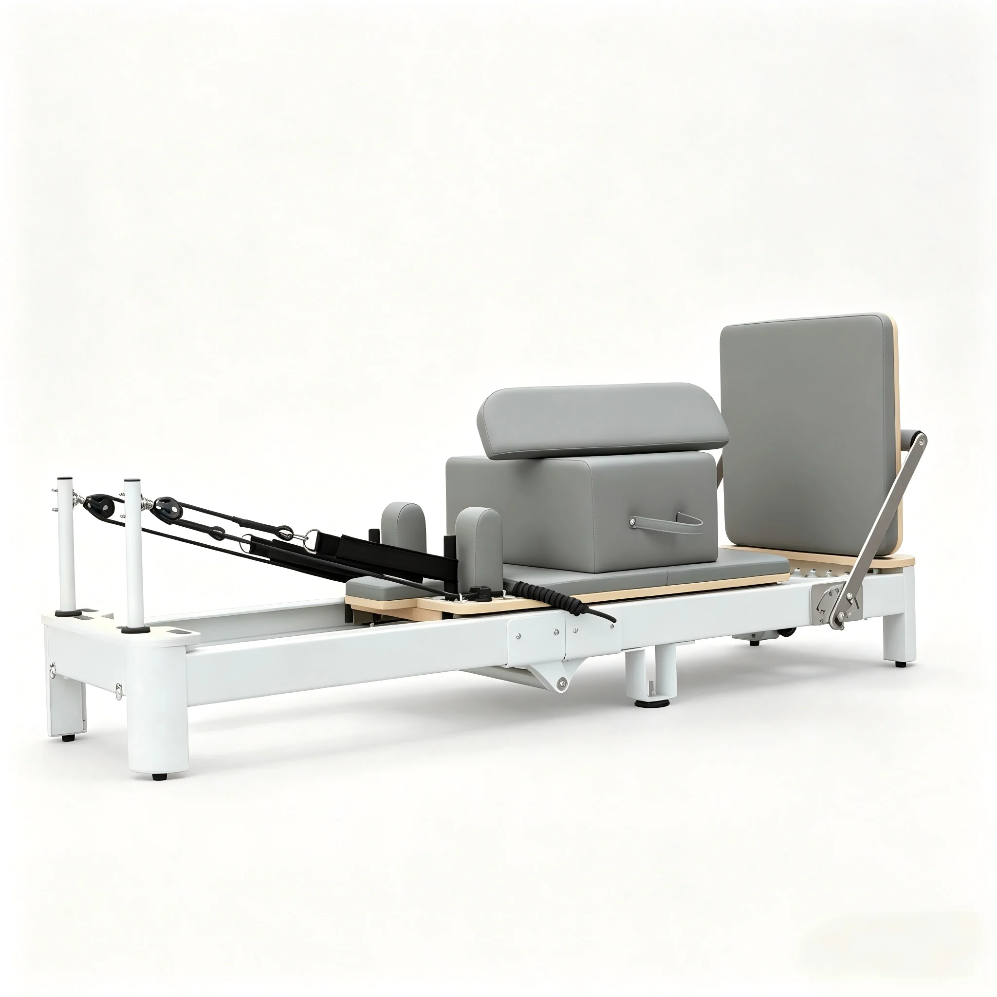 Aluminum Alloy Adjustable Folding Pilates Reformer PU Ultra Fiber Leather product detail 1