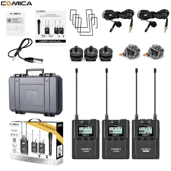 Comica CVM-WM200A UHF Wireless Microphone 96 Channels Lavalier Microphone Mic with Dual Transmitters for DSLR Cameras Smartphone