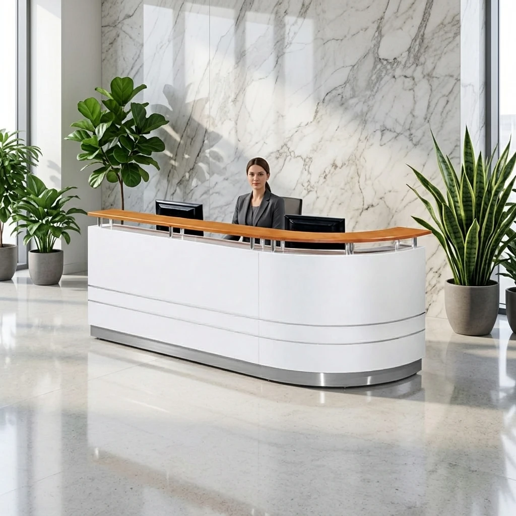 Modern Office Beauty Salon Hotel Reception Counter Wood Hospital Front Desks Luxury Furniture Factory Customization Wholesale