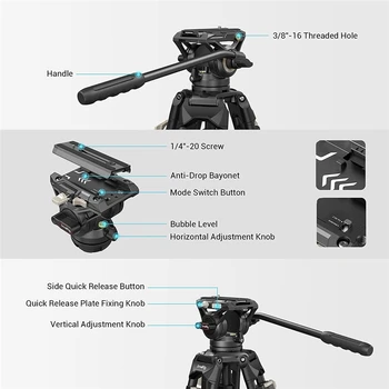 SmallRig AD-01 Video Tripod Heavy Duty Tripod With 360 Degree Fluid Head and Quick Release Plate for DSLR Camcorder Cameras 3751 detail image