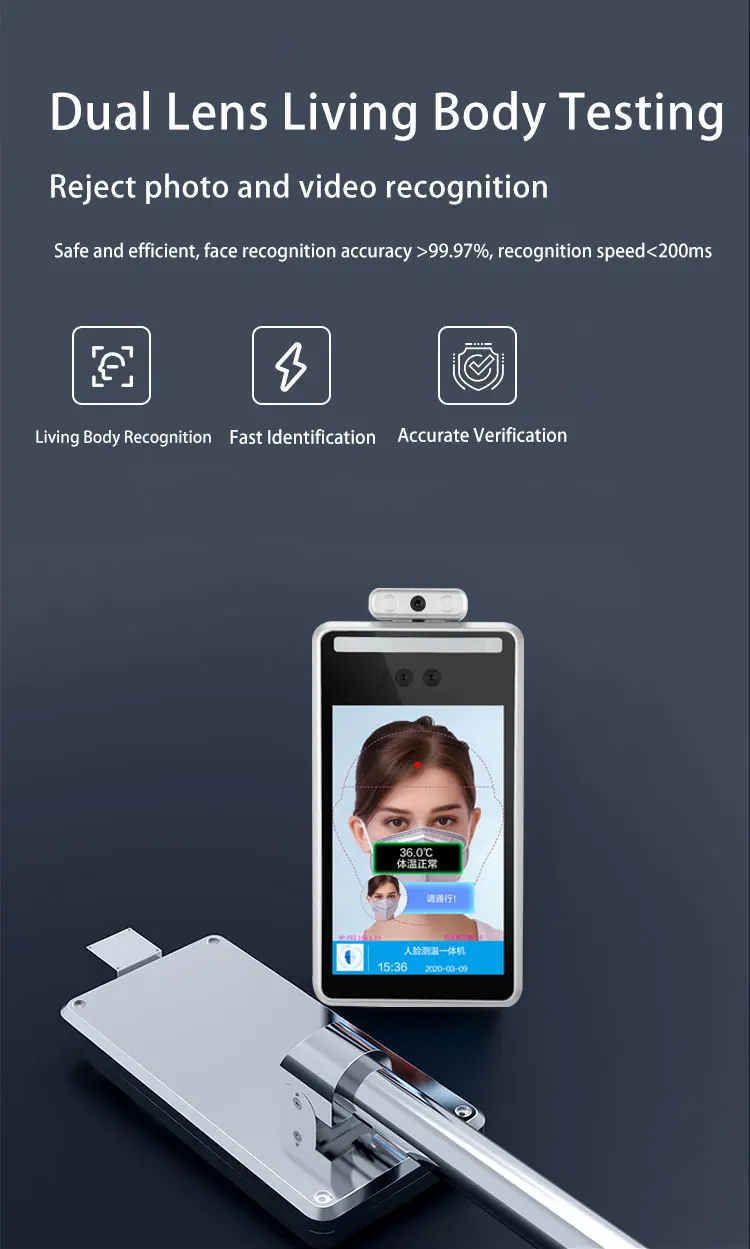 8 Inch IPS AI Face Thermal Imaging Thermometer With Face Recognition