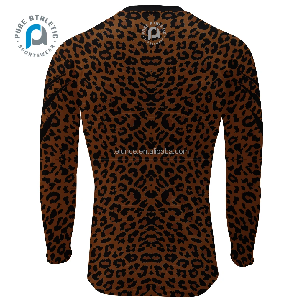 Pure New Design Custom Adult Sublimation Cheetah Polyester Spandex Mens Muscle Compression Shirts