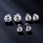 Diamond Earrings Earrings High Quality Luxury Minimalist Fine Jewelry 925 Sterling Silver Screw Back Round Cubic Zirconia Diamond Zircon Stud Earrings