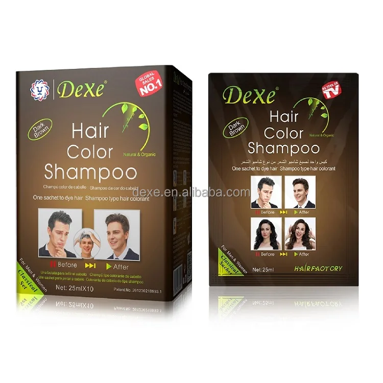 DEXE Best Quality Hot Sale for Black Brown Red Hair Dye Herbal Cream Hair Color Shampoo 100% Perfect Cover Grey White Gray Hair