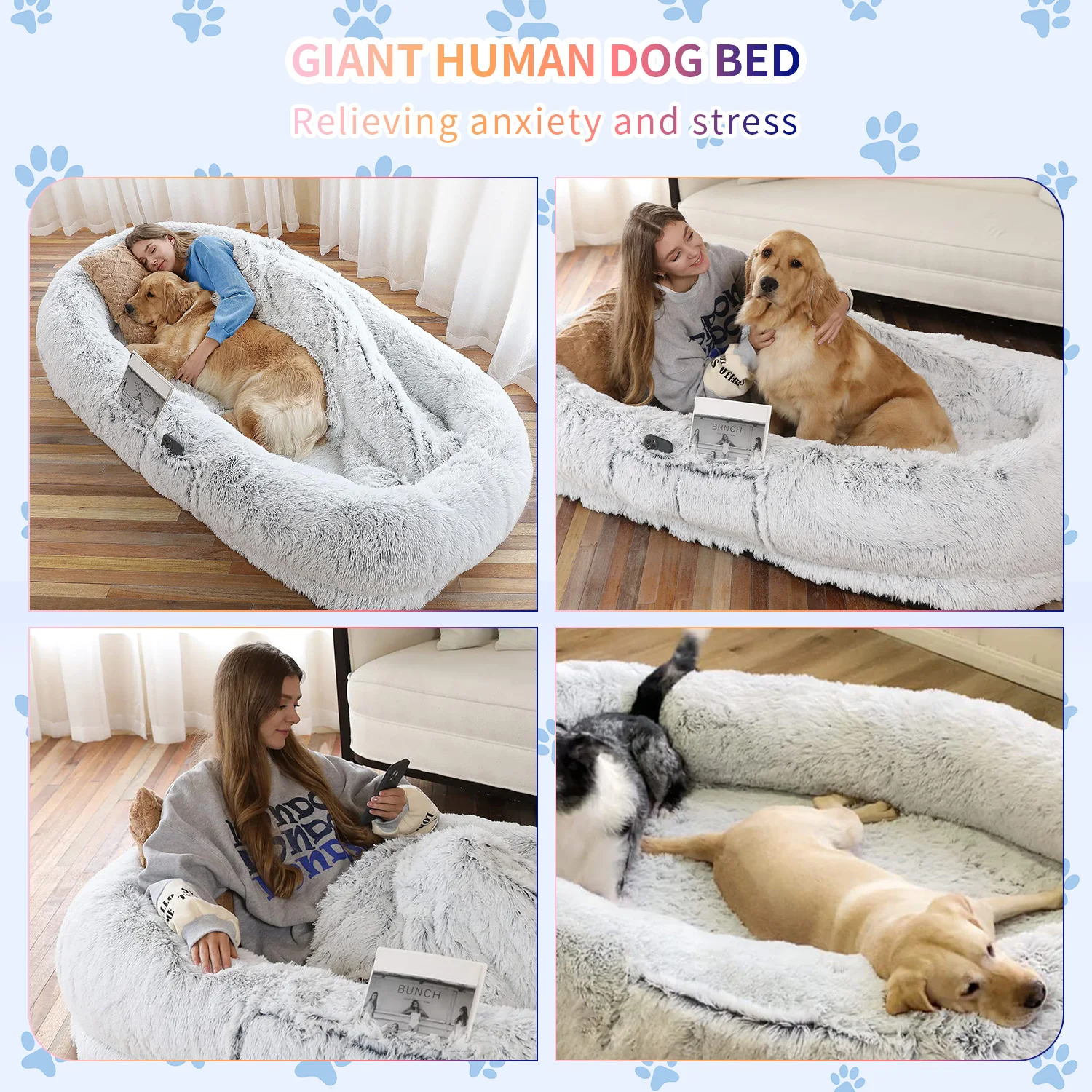 Wholesale luxury xl xxl big memory foam orthopedic heavy duty extra large human sized pet dog bed for people adults manufacture