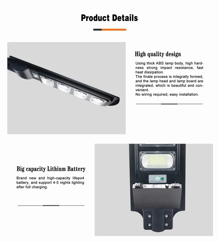 High brightness and long working time solar power streetlight 50w 100w 150w 200w 250w 300w pole solar street light led outdoor
