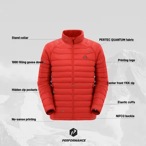 Pelliot Men's Ultra-Light 95 Down Jacket 1000 Filling Camp Casual Stand Zipper Anti-Cold Mountain Climbing Goose Down Jacket