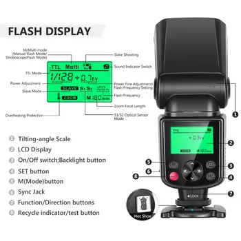 Neewer 750II TTL Flash Speedlite with LCD Display for  D7200 D7100 D7000 D5500 D5300 D5100 D3300 D3100 D3000 D700 D600 detail image