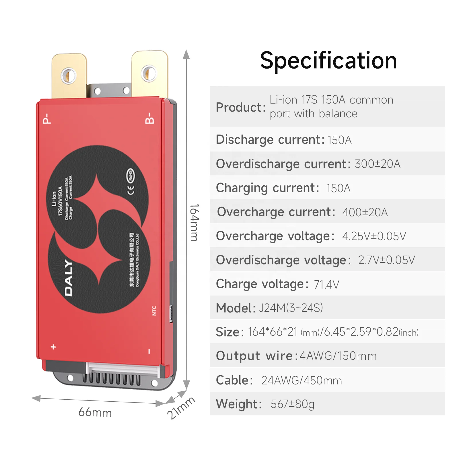 Daly Li-ion BMS 17S 60V 150A BMS for Golf Cart Lithium ion Battery Pack 18650 Li-ion 60V BMS Management System Board Daly