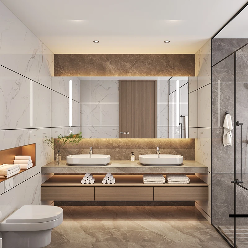 Luxury Bathroom Vanity Cabinet with Modern Lighting