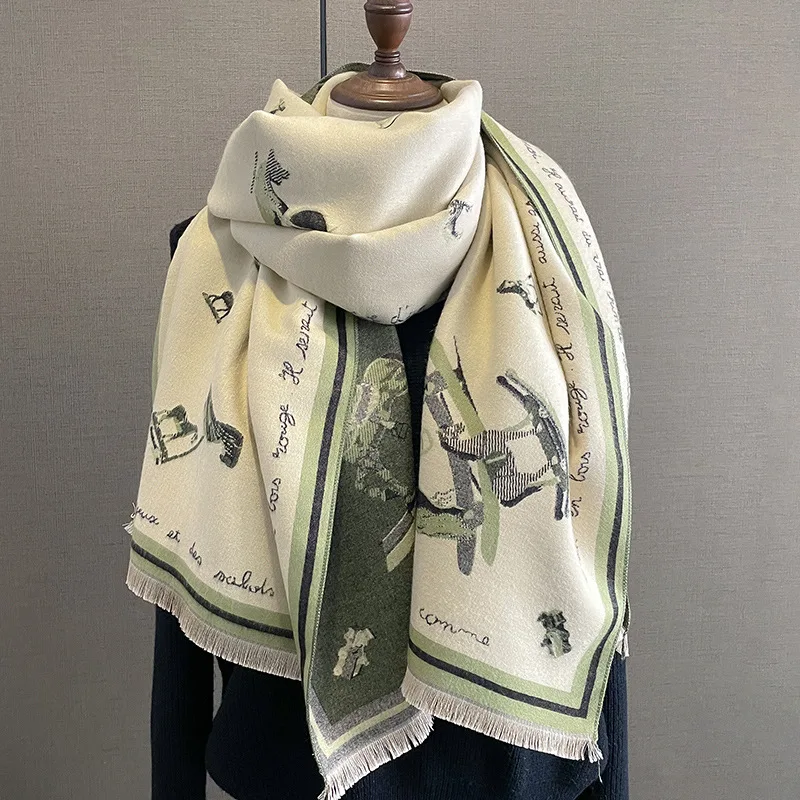 2023 Luxury Pashmina Equestrian Shawls Scarf Wrap Winter Female