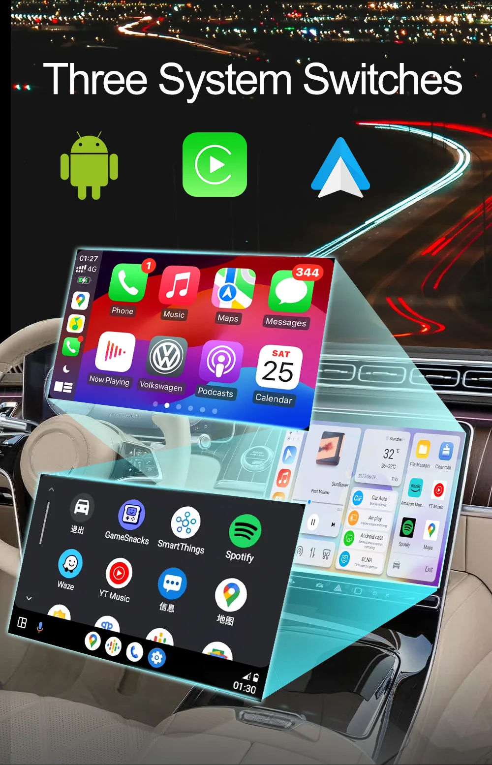 Youtube Netflix 8+128g Wireless Carplay Adapter Ai Box Android 12