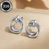 Double-layer ear rings - silver