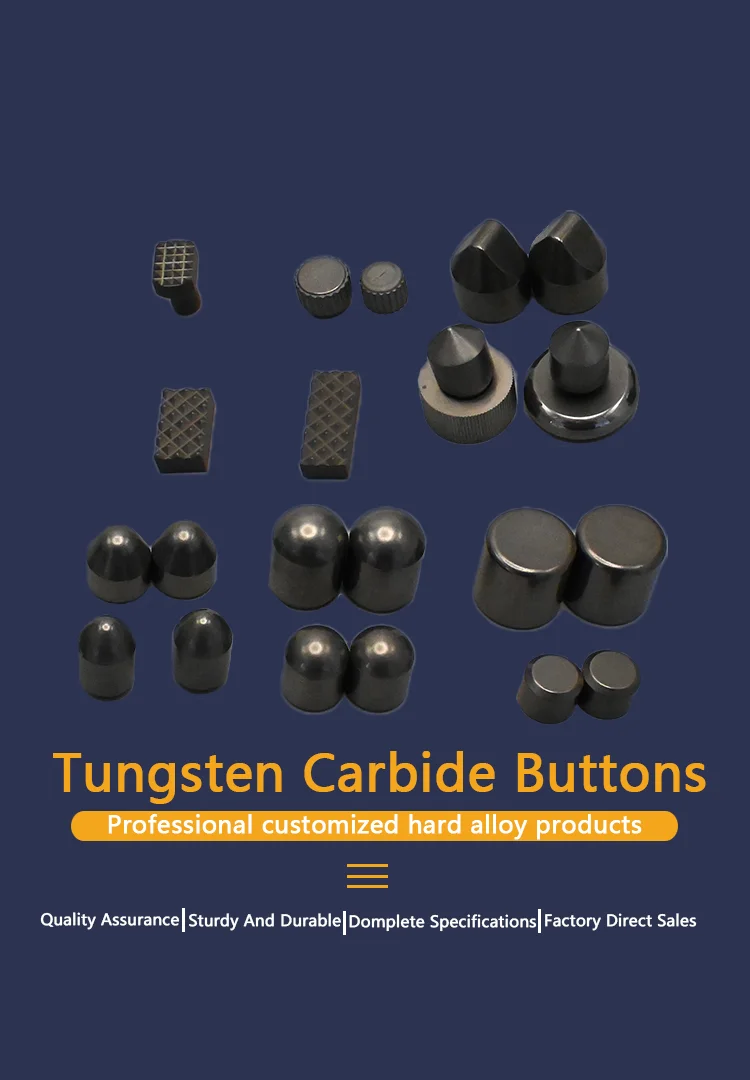Custom Size Glossy Surface Tungsten Carbide Buttons for Petroleum Drilling Made from 100% Pure Tungsten Carbide Powder