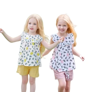 Baby Girl Summer Toddler Two-Piece Eco-Friendly Polyester/Cotton Short Sleeveless Vest T-shirt Tops Shorts Pants Set