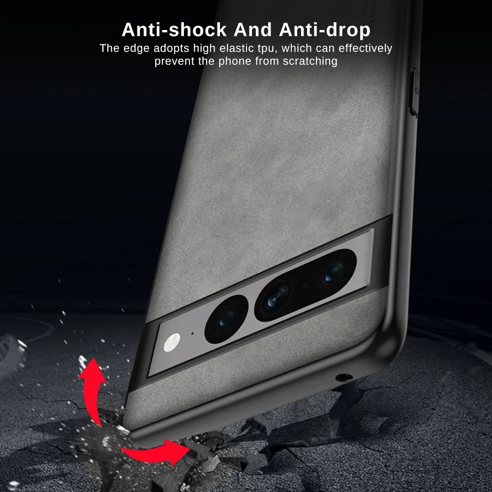 For Google Pixel 8 Pro Case Camera Shockproof Coque  Pixel 7 7A 6A 6 Pro Pixel7 5G Sheepskin Leather Silicone Phone Cover