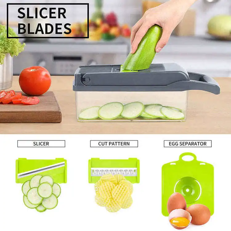 13 in 1 All in One Manual Kitchen Multifunctional Mandoline Slicer Vegetable Onion Cutter and Veggie Chopper Set