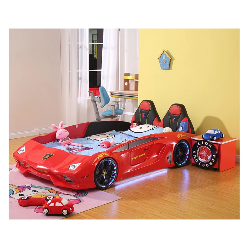 Modern Led Light Car Bed Designs Red Race Car Bed King Size Kids Car