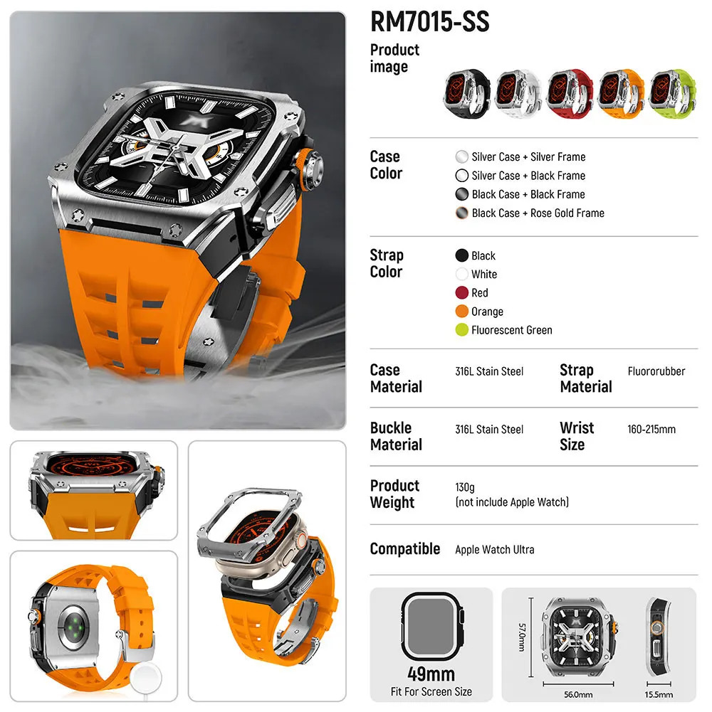 product laudtec luxury carbon fiber titanium smart watch band for watch compatible skeleton bottom cover design highly sensitive watch-3