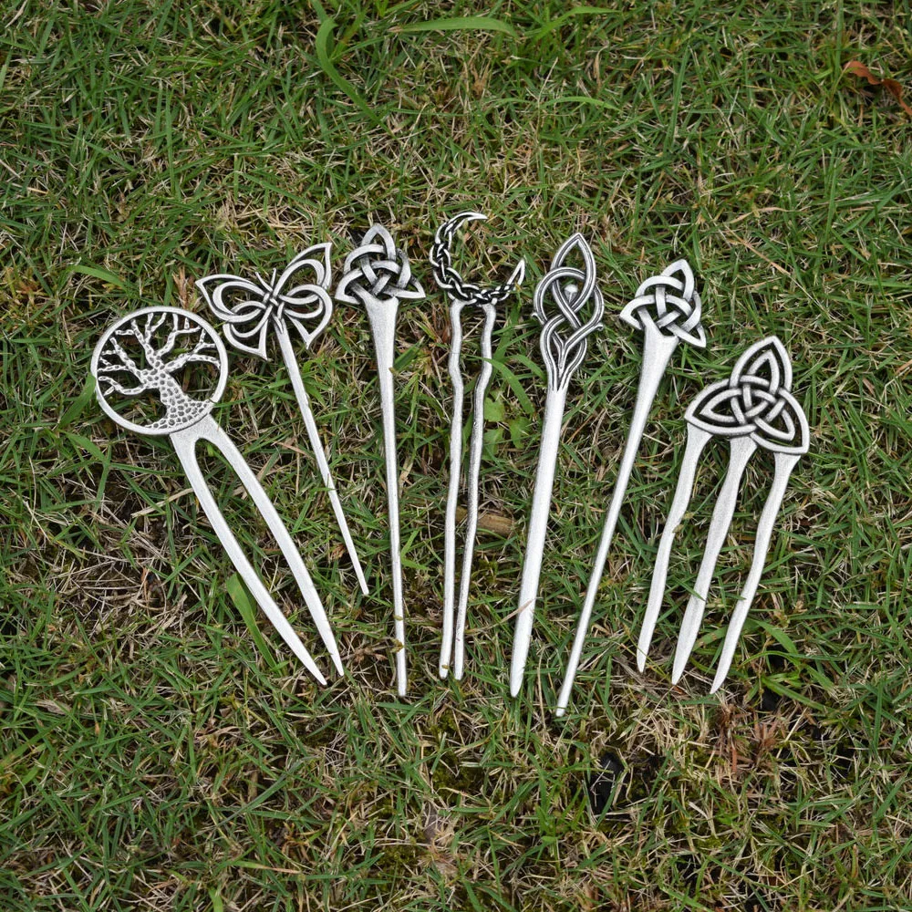 Заколка для волос Celtics с узелком полумесяцем деревом жизни вилкой бабочкой сердцем амулет спиртовое украшение женщин