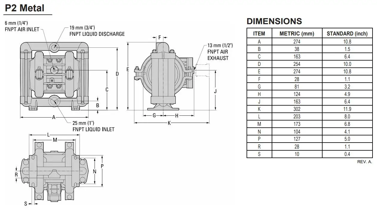 Aluminum Wilden Air-Operated Double diaphragm pump P2 with Buna-N diaphragm and valve balls Wilden pump manufacture