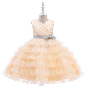 High Quality Girls Floral Satin Dress Spring Party Flower Girl Dress with Lace Ruffle Frock for Kids