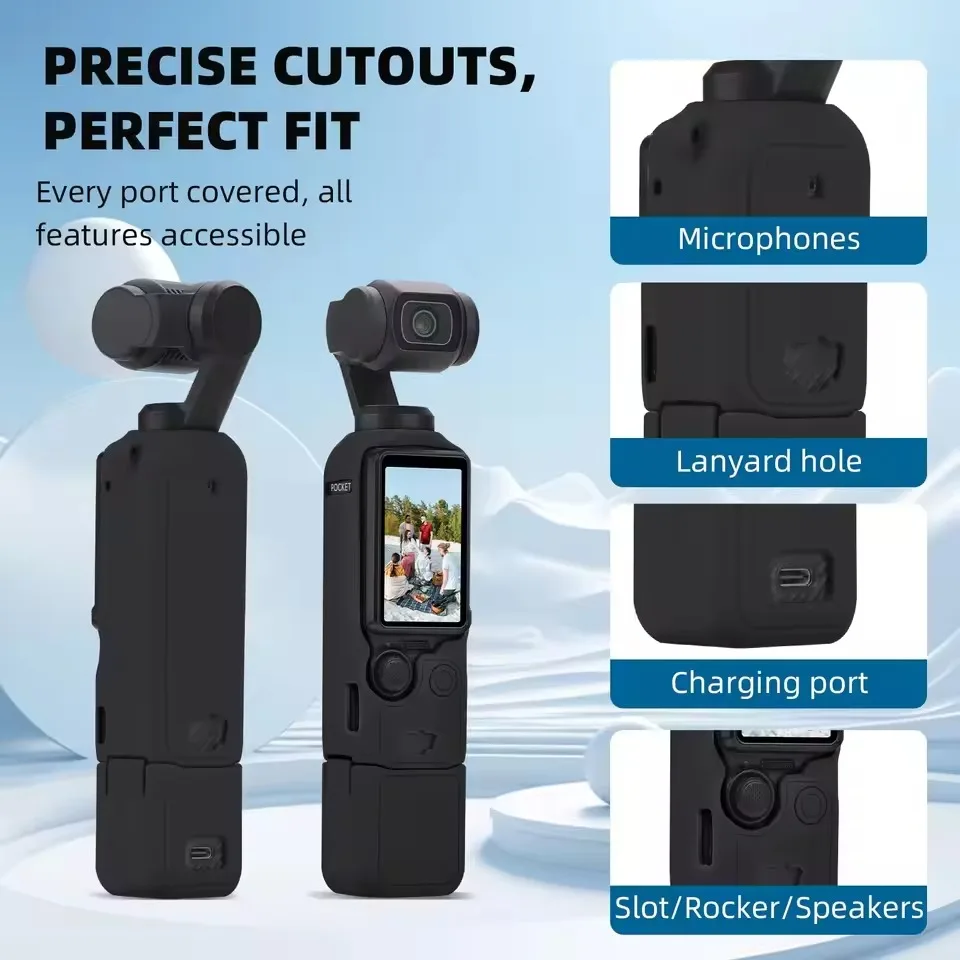 product laudtec dustproof silicone protective case for dji osmo pocket 3 lens screen cover anti loss strap travel sleeve sjk1083-4