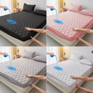 Custom Waterproof Polyester 3pcs  Solid Color Bed Cover  Mattress Protector 3pcs Bed  Fitted Sheet Bedding Set