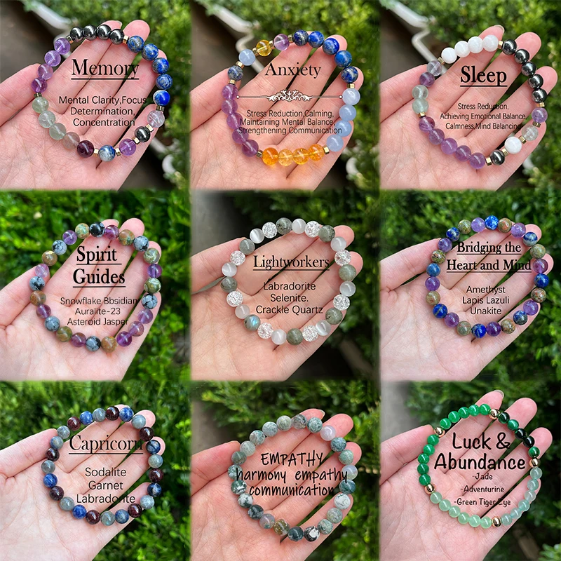 AAAAA Positive Energy Healing Crystals for Mental Health Natural Stone Amethyst Relieve Stress Anxiety Bracelet for Women Men