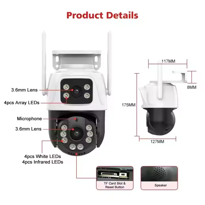 8MP PTZ Wifi Camera Dual Lens Ai Human Detect Auto Tracking Outdoor Wireless  Network Camera BOAVISION