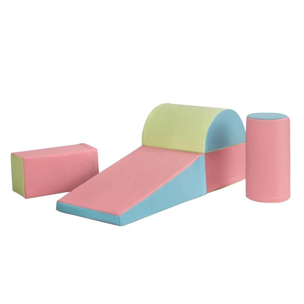 5pcs/set Foam Blocks Cube/Trapezoid/Cylinder Large Foam Blocks Preschool Learning Crawl Climb Soft Building Blocks for Baby Kids