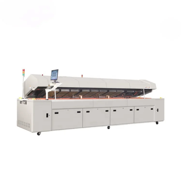 pcb soldering machine with mesh belt and chain large lead free automatic 10/12 zone smt reflow oven cost