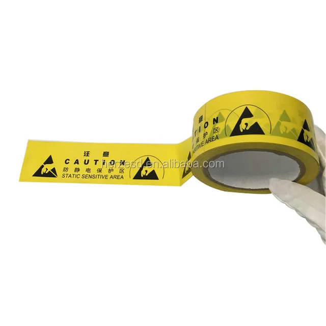 Yellow Caution Electronic ESD Antistatic Workshop Warning Tape Customized Printing