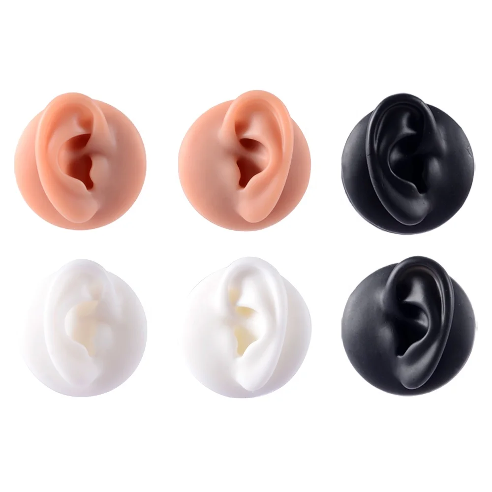 Puncture Practice Body Piercing Jewelry Simulation Human Silicone Ear Model With Display Stand Use for Tattoo Display Tool