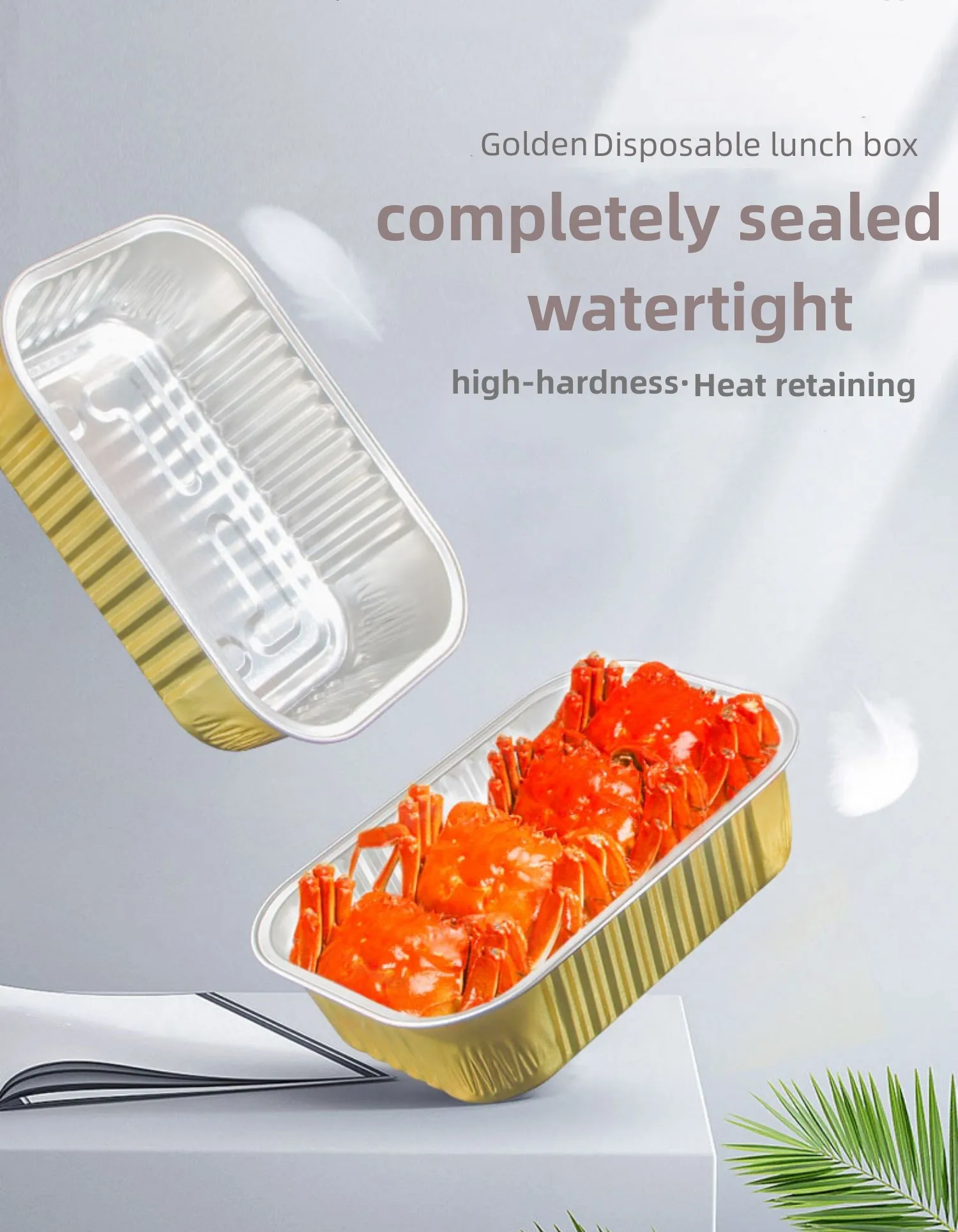 Factory Price Rectangle Gold Aluminum Foil Food Container Custom