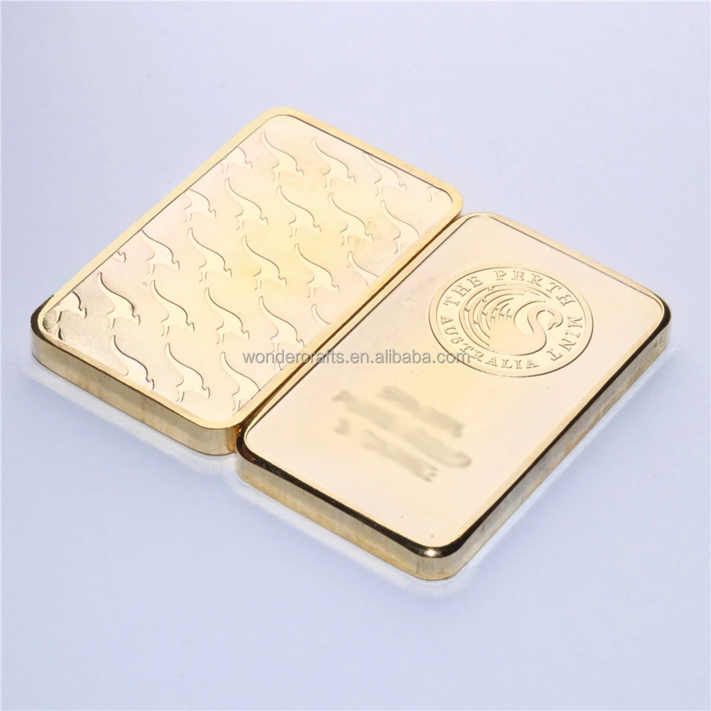 Non-Pure Gold Commemorative Ornament Gift Premium Gold Plated Alloy Collectible Bar Decorative Gilded Metal Ingot for Display