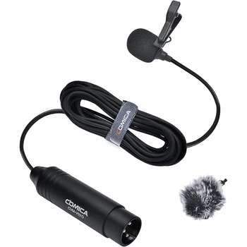 COMICA CVM-V02O XLR 48V Phantom Power Lavalier Microphone Omnidirectional Lapel Microphone for Canon Sony Panasoni Camcorders