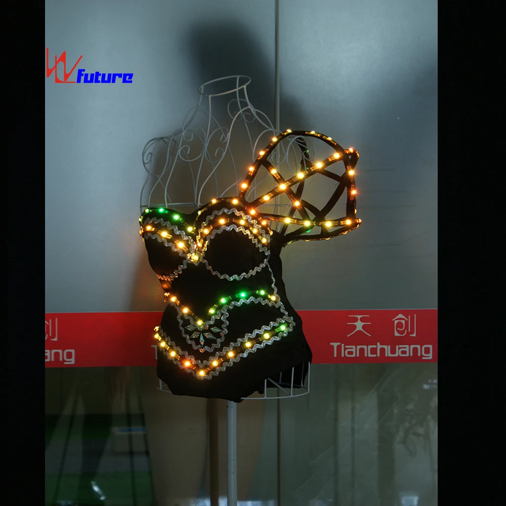 Remote Control 3D Decorative Multi Colored Corset LED Costumes,sexy Adult Sexy Dance Dress