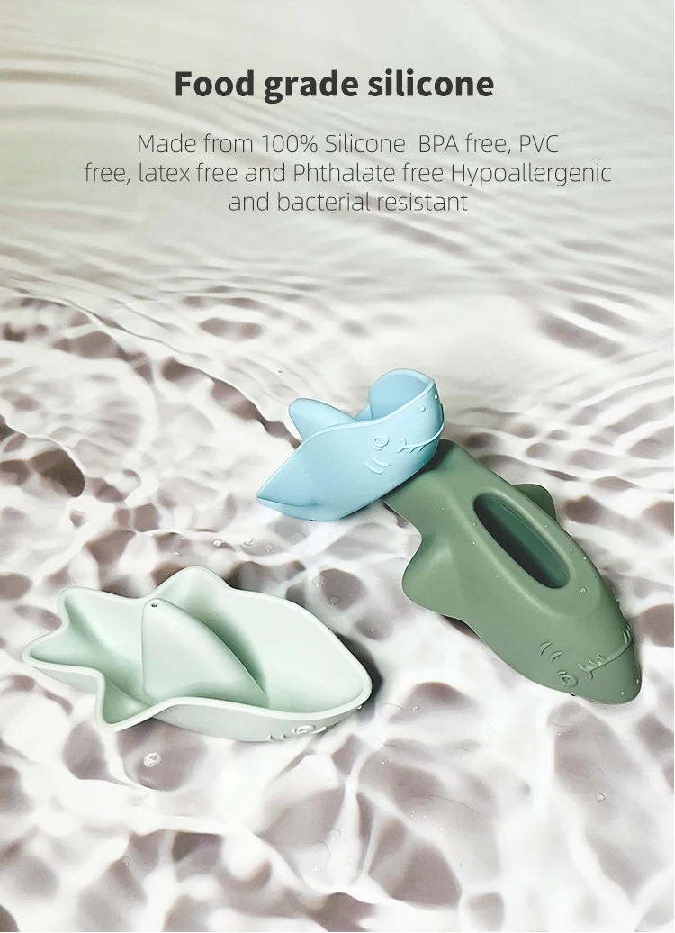 New Design Eco Friendly Educational Silicone Boat 3piece Set Baby