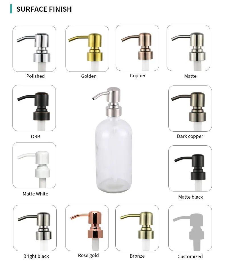 gold silver lotion pump for bottles