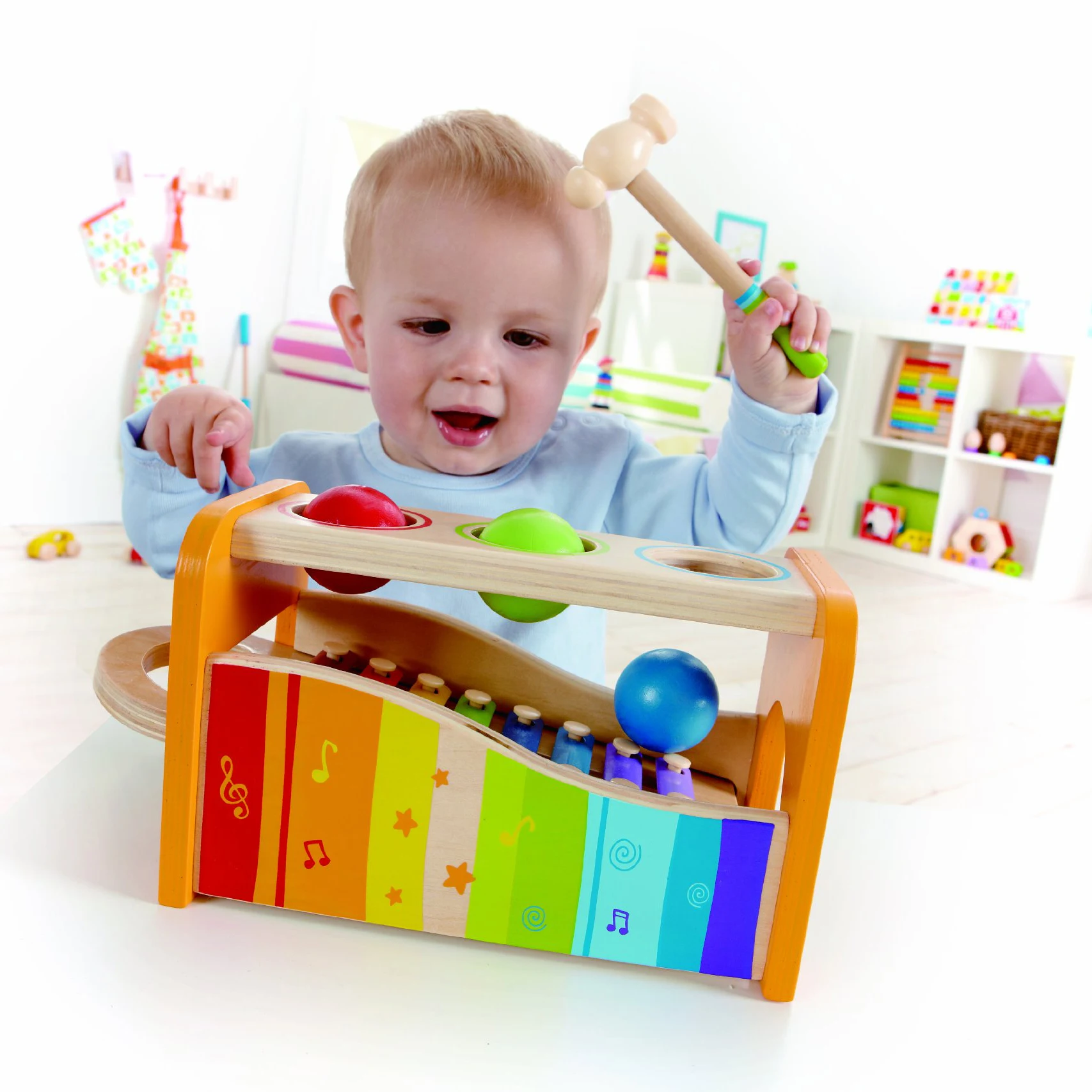 Multifuctional Toy Montessori Multifunctional Hammer Pounding Xylophone Baby Wooden ...