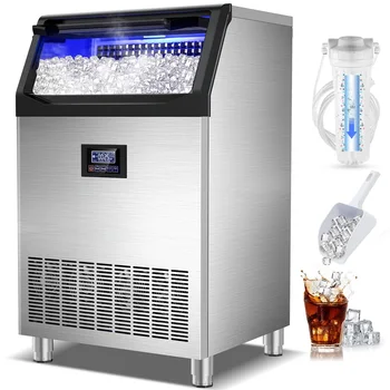 ETL Safety Sanitation Certified Commercial 90lbs/24H Freestanding Fast Ice Maker Machine Self-Cleaning LED Display Compact Size