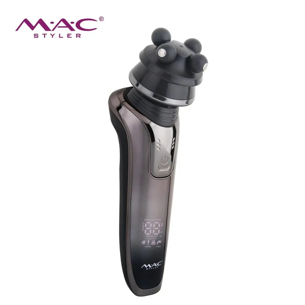 6 in 1 LCD Display Multifunction Electric Shaver Double Ring Veneer Knife 3D Rotating Body Washing Safety Lock Shaver