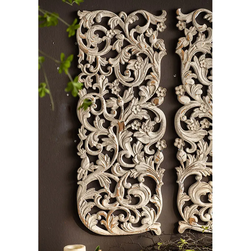 Rustic Handmade Wall Decor Panel Irregular Wood Frame Home Decor Wood Carved Wall Art White Living Room Wall Hanging