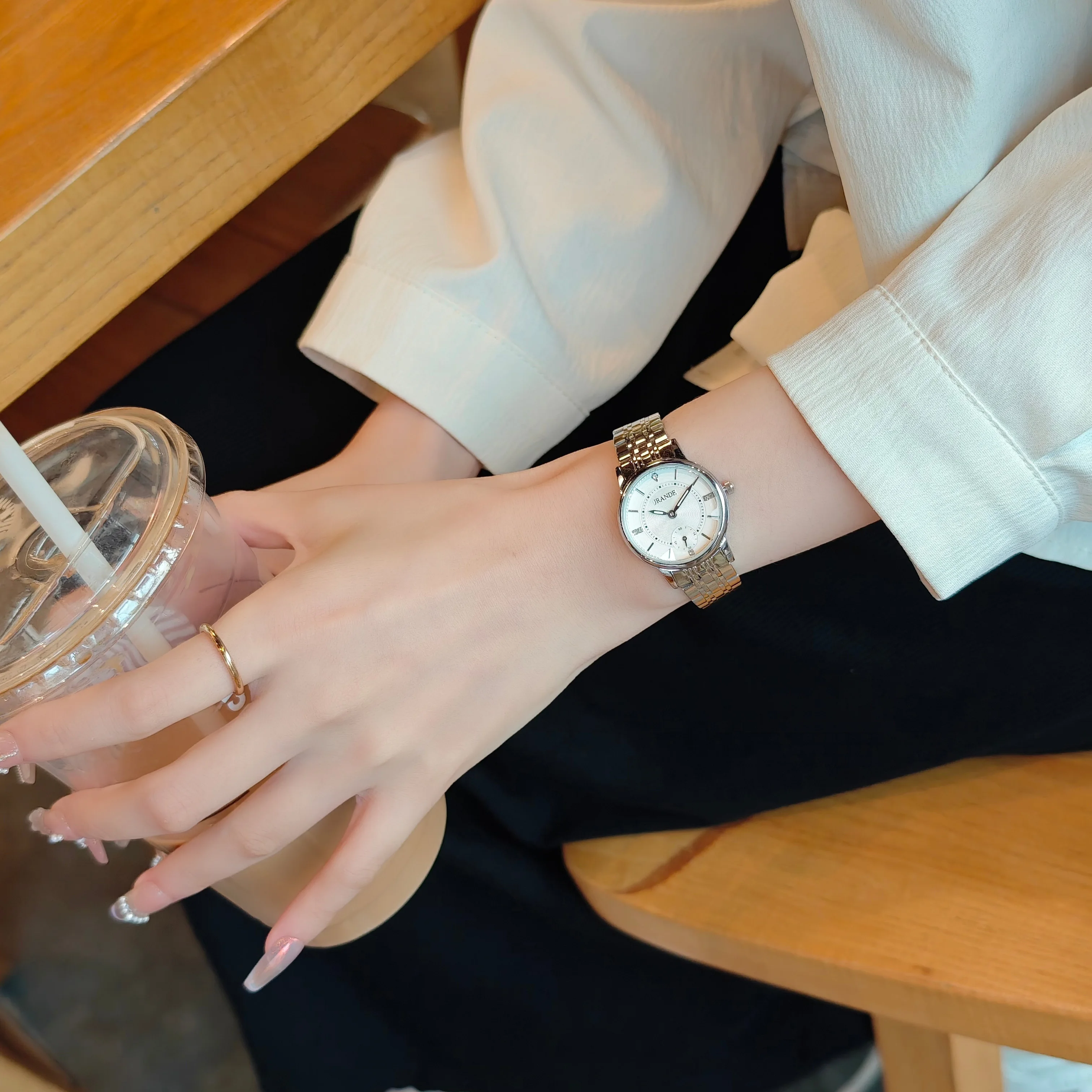 JRANDE H9722L-G Fashion Ladies' Quartz Watch - Stainless Steel Band