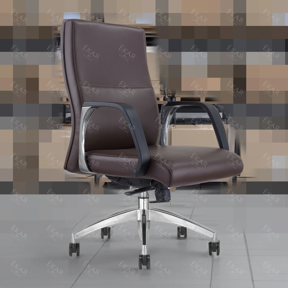 Elegant Italian Imported Top-Grain Leather Office Chair with PU Soft-Padded Armrests details